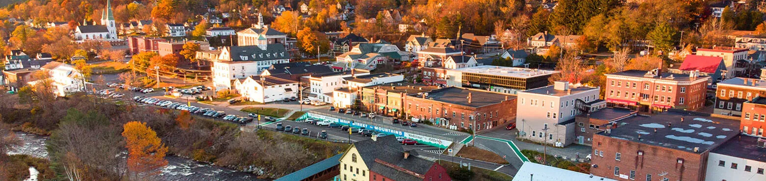 overhead view of the town Littleton, NH
