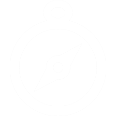 White compass icon with needle.