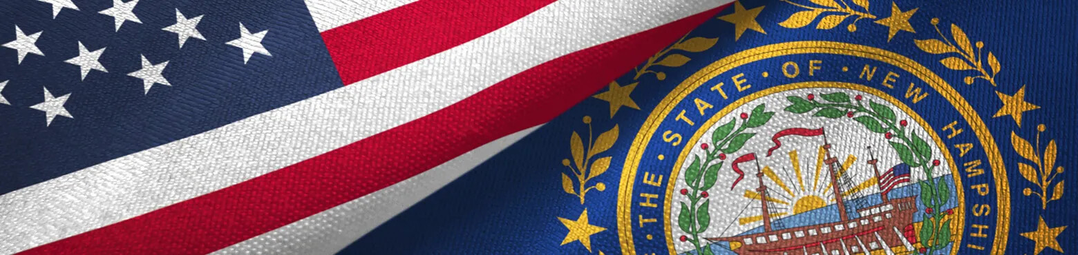 United States flag, and NH state seal